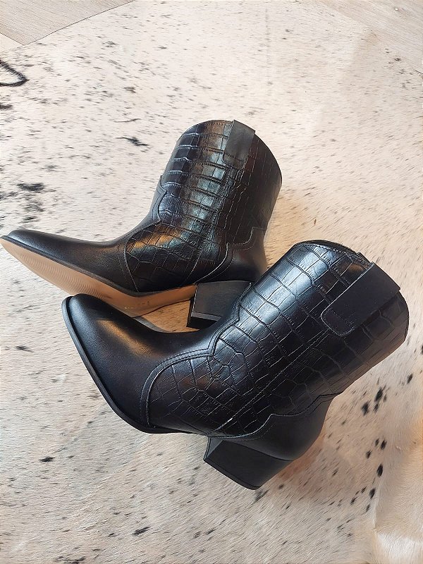BOTA WESTERN ESTER PRETO CROCO