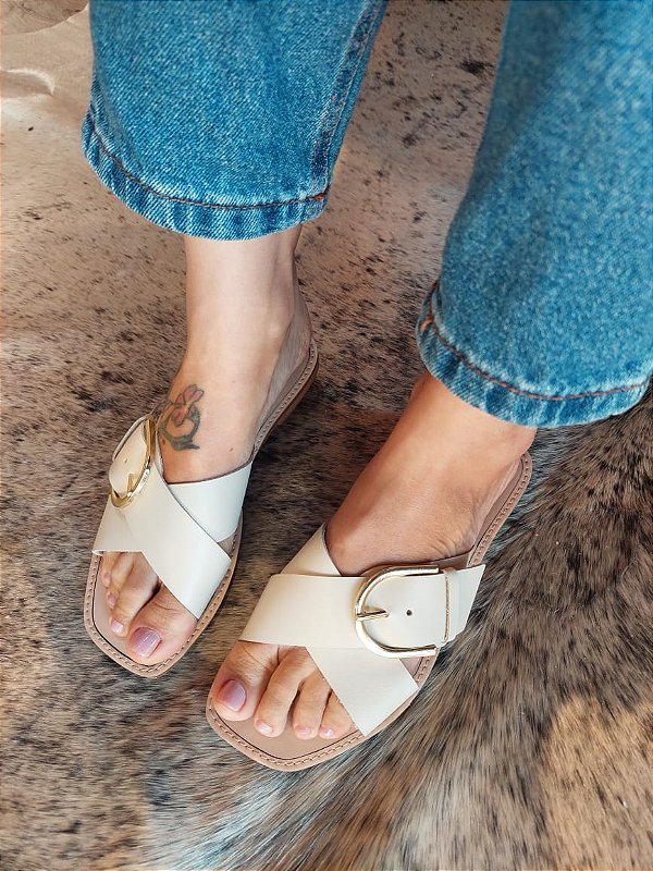 RASTEIRINHA X COURO OFF WHITE COM FIVELA