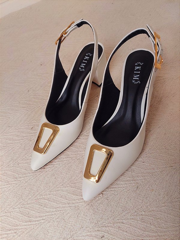 SLINGBACK SORAIA BRANCO COURO