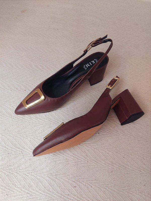 SLINGBACK SORAIA MARROM COURO