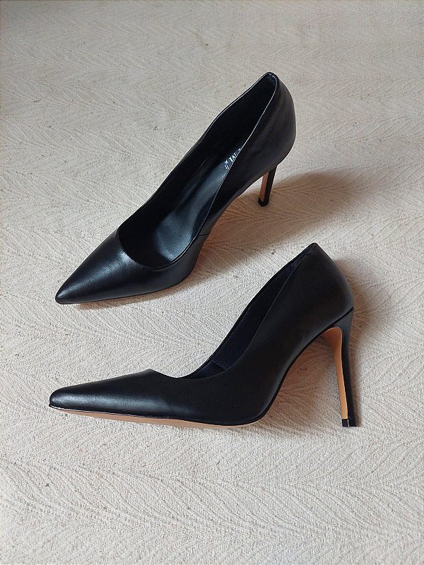 SCARPIN CELINE PRETO COURO 10CM