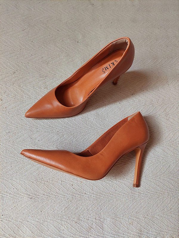 SCARPIN CELINE CARAMELO COURO 10CM