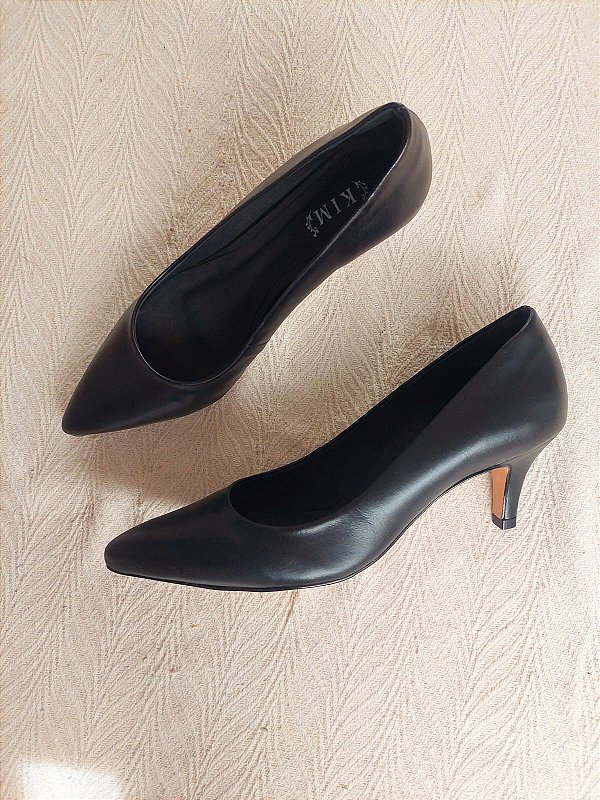 SCARPIN CELINE PRETO COURO 6CM