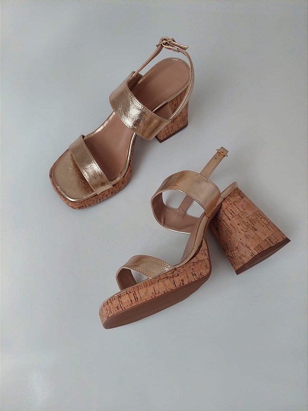 SANDALIA CORTIÇA OPHELIA DOURADA