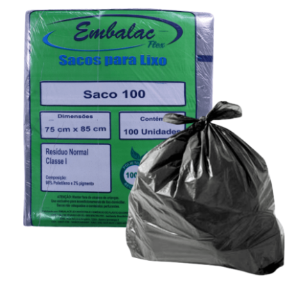SACO DE LIXO 100 FINO PCT COM 100 UNID