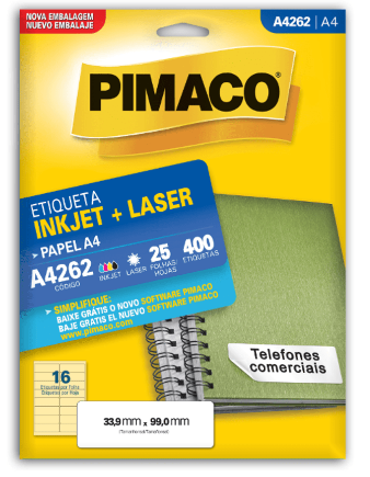 Etiqueta Ink-Jet A4262 A4 33,9x99 PIMACO