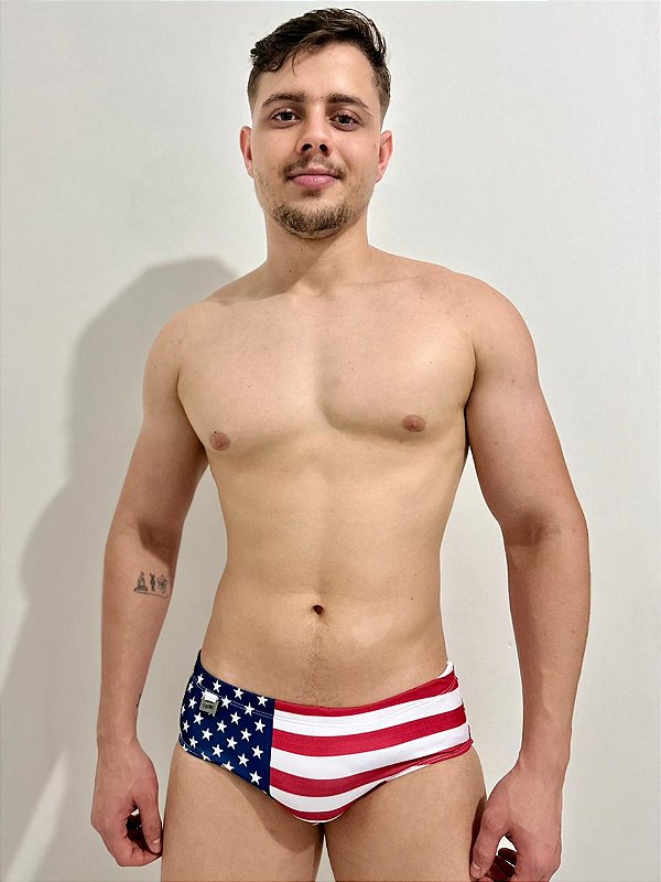 Sunga Slim Estampada Bandeira EUA MenF5