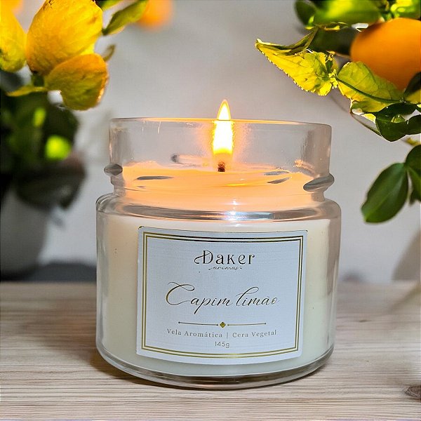 Vela Aromática Capim Limão 145g- Daker Aromas
