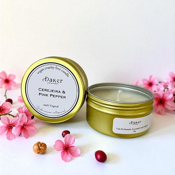 Vela Perfumada Cerejeira e Pink Pepper Lata -90g