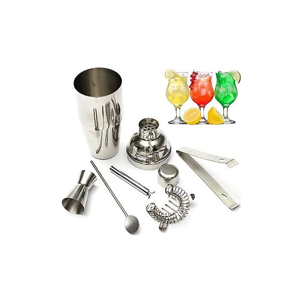 Kit Coqueteleira 5 peças em Aço Inox