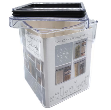 Pote Hermético Quadrado de Acrílico Lumini - 1000 ML