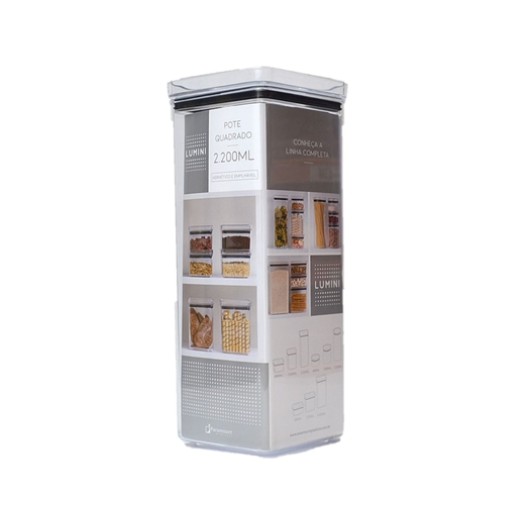 Pote Hermético Quadrado de Acrílico Lumini - 2200 ML