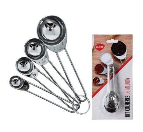 Jogo De Colheres Medidoras 4 Peças Inox