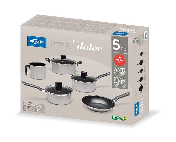 Jogo de Panelas 5 Peças Dolce Brinox Champagne