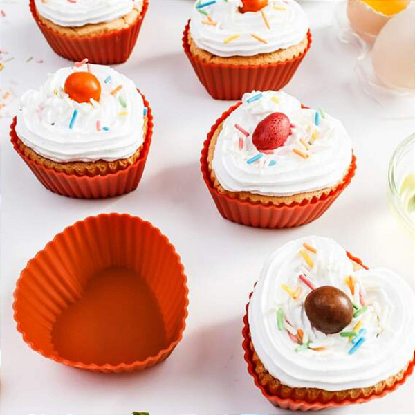 Kit Forma de Coração Silicone para Cupcake 6 pçs