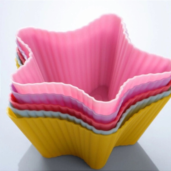 Jogo Forma Estrela De Silicone Cupcake 6 pçs