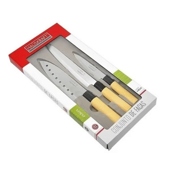 Jogo 3 Facas Japonesas Cozinha Asia Master Chef