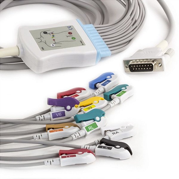 CABO DE ECG 10 VIAS COMPATIVEL COM PHILIPS/HP/CARDIO CARE TIPO GARRA