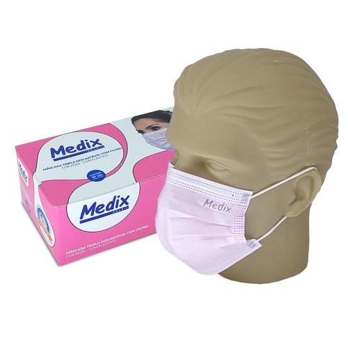 MASCARA TRIPLA C/ELAST ROSA 50UN CAIXA MEDIX