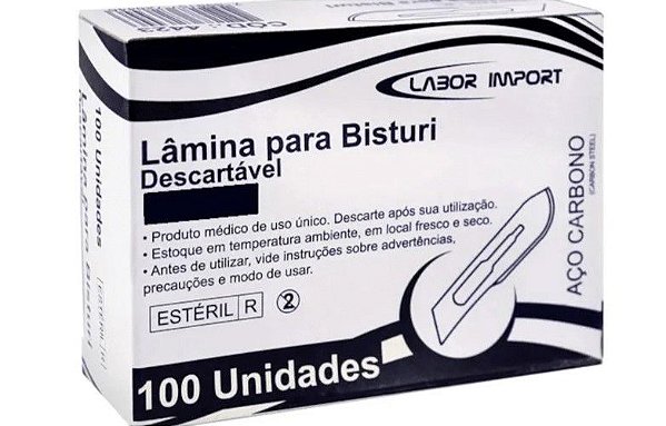 LAMINA BISTURI 15 CARBONO C/100 (HT)     - LOTE: 21483 DT. VALID: 30/11/2026