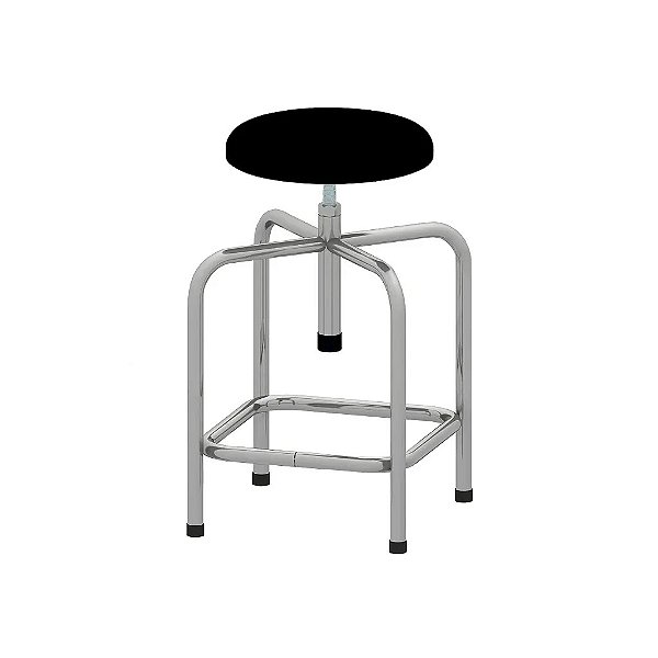 Banco Giratorio Inox assento estofado s/ rodas - Preto