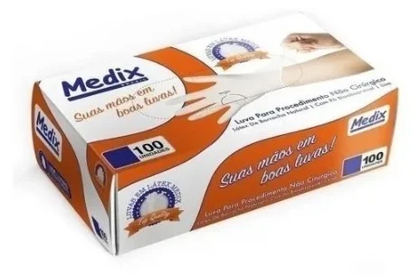 LUVA PROCEDIM LATEX SEM PO TAM P 100UN MEDIX