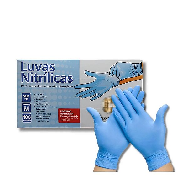 LUVA NITRILICA SEM PO M AZUL DESCARPACK