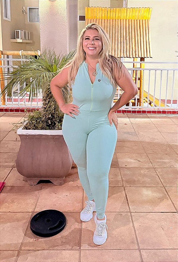 Macacão AL- SLIM ( Poliamida Premium) Verde Agua