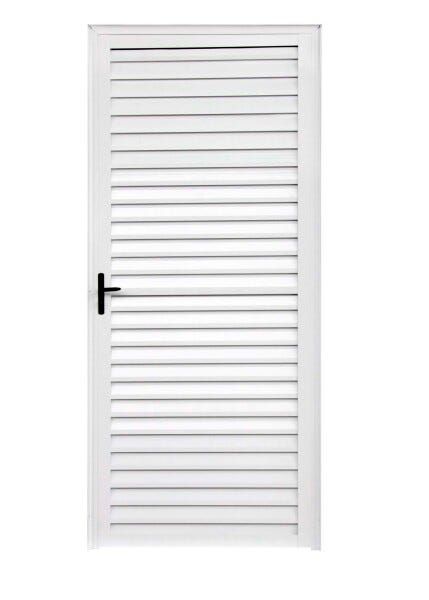 Porta Aluminio Palheta 0,80 X 210 Branco Direita Reli