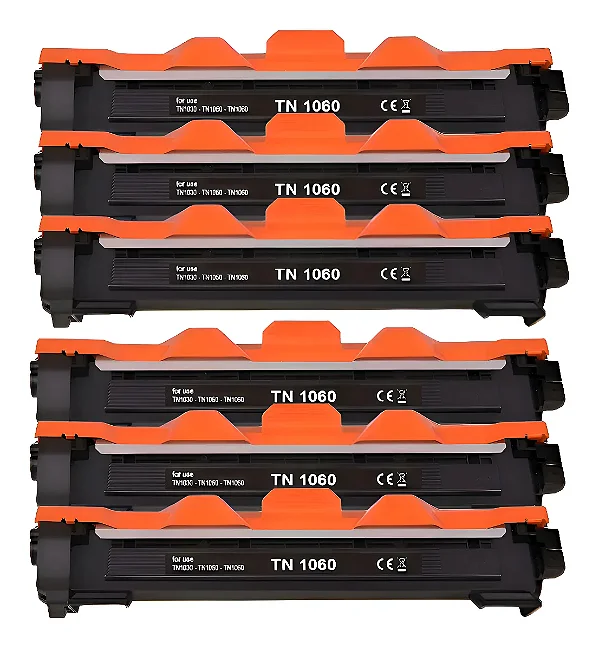 Kit com 6 Toner Compatíveis para Impressora Brother TN- 1060 Hl 1110 1112 1202 1212 Dcp1602 1617nw