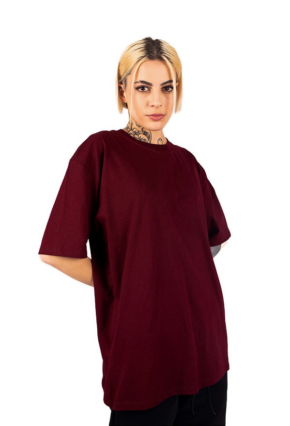 Camiseta OVERSIZED BASIC PREMIUM UNISEX - Cor BORDO