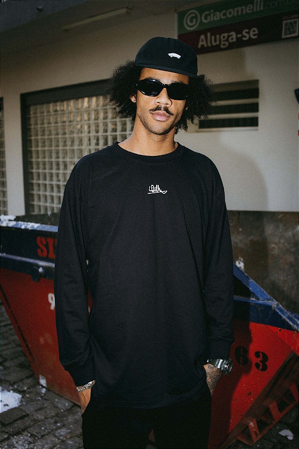 Camiseta MANGA LONGA - LOGO BOSS - PRETO