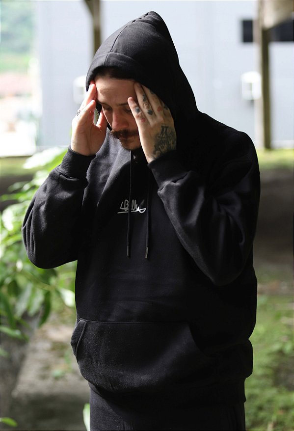 Blusão Canguru de Moletom Unissex Com Capuz - PRETO - BOSS