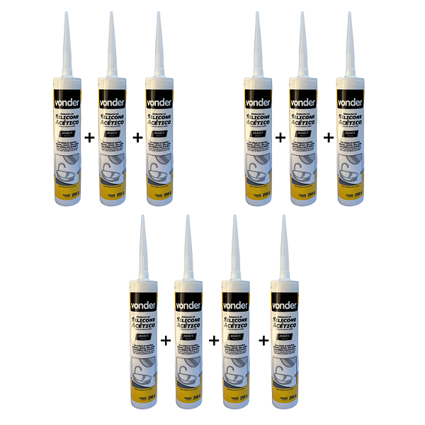 Kit 10 Silicone Borracha Acetico Branco Box Vidro Banheiro