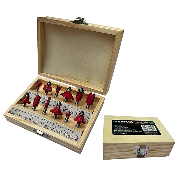 Kit Fresas Tupia para Madeiras 12 Peças Gamma