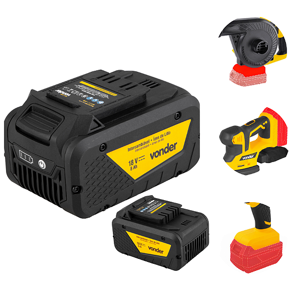 Bateria 18V Vonder IBV1880 8Ah Lítio Íons com Alta Autonomia