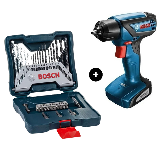 Kit Bosch Parafusadeira GSR 1000 12V + Jogo 33 Peças com Maleta Bits e Brocas