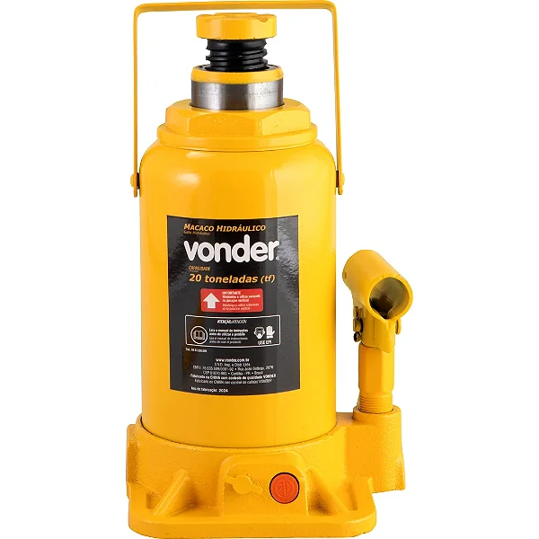 Macaco Hidráulico Tipo Garrafa Vonder 20 Toneladas com Alça e Fuso Ajustável