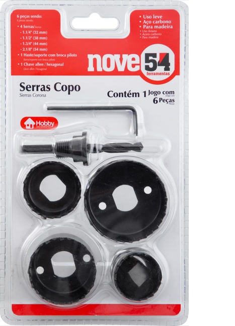 Jogo de Serras Copo 6 Peças em Aço Carbono para Madeira NOVE54