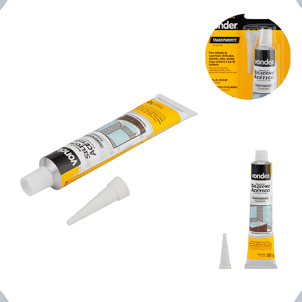 Silicone Acético Vonder 50g Transparente Vedação com Alta Aderência