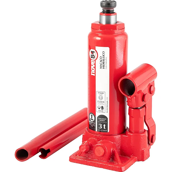 Macaco Hidráulico Tipo Garrafa 3 Toneladas NOVE54 com Fuso