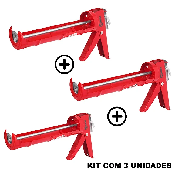 Kit 3 Aplicadores Silicone NOVE54 Vermelho Aço Carbono