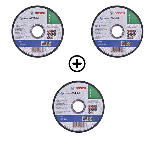 Kit 3 Discos de Corte MetalInox STD BOSCH 2608619383000