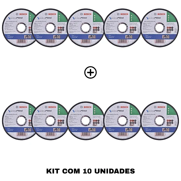 Kit 10 Discos de Corte MetalInox STD BOSCH 2608619383000