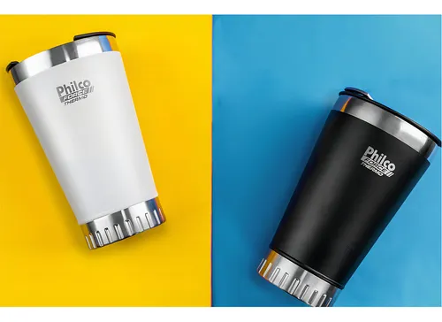 Copo Térmico Philco 475ml Inox Quente ou Frio com Tampa Vedada – Preto ou Branco
