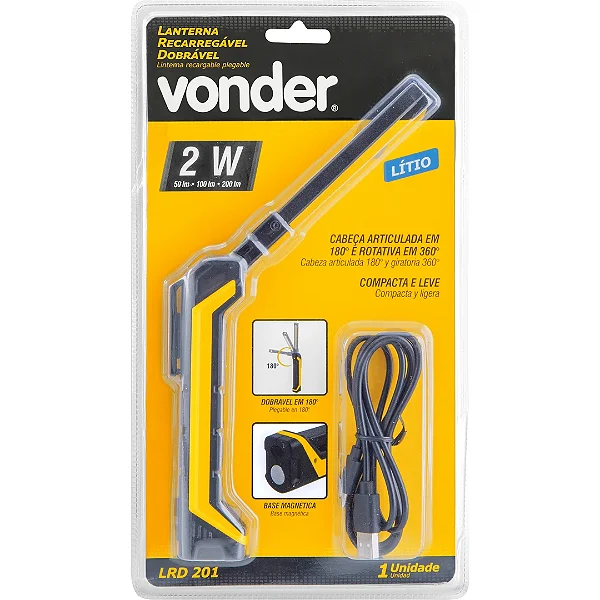 Lanterna Recarregável Dobrável LED COB+SMD Vonder LRD 201