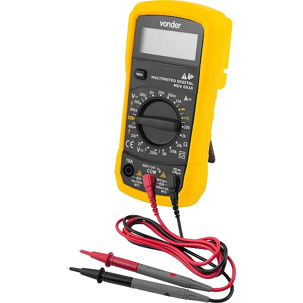 Multímetro Digital Vonder MDV 0610 Portátil com Funções de Voltímetro, Amperímetro, Ohmímetro e Teste de Continuidade