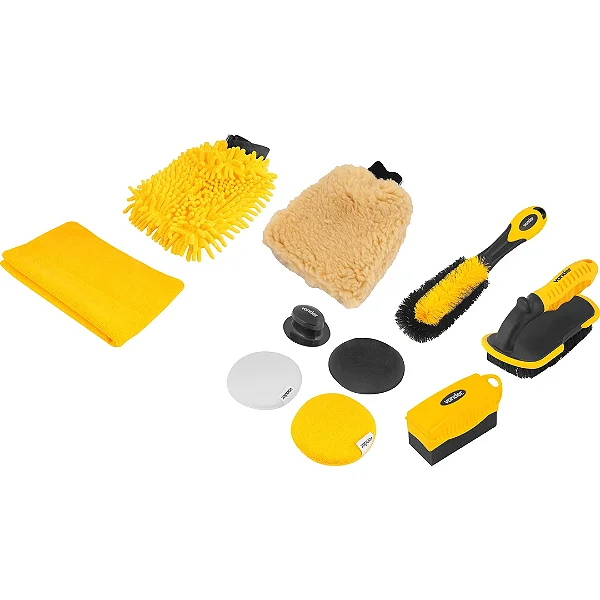 Kit para Limpeza Automotiva Vonder com 10 Peças para Detalhamento, Polimento e Higienização Completa