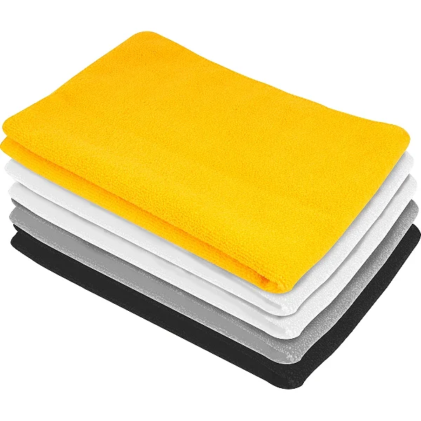 Jogo com 5 Toalhas de Microfibra Vonder 30x40cm 200gsm. Kit ideal para limpeza e secagem automotiva, com corte a laser,