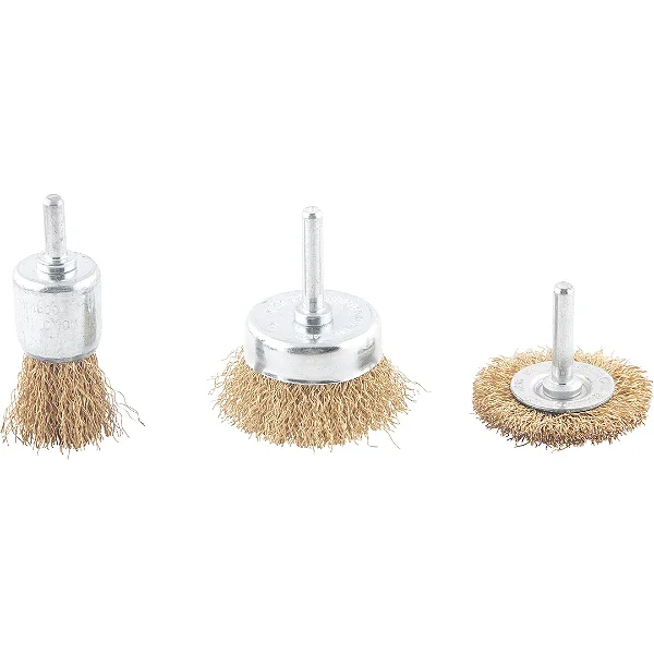 Jogo de Escovas de Aço Vonder com Haste 1/4" para Furadeira 3 Peças Latonadas